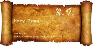 Marx Irma névjegykártya
